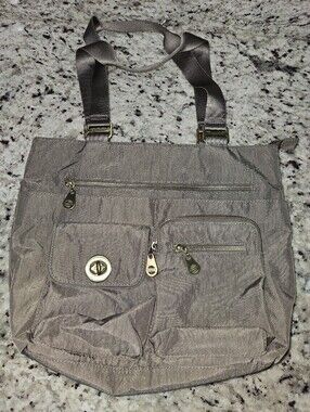 Baggallini Tulum Light Weight Nylon Taupe Travel Tote Bag